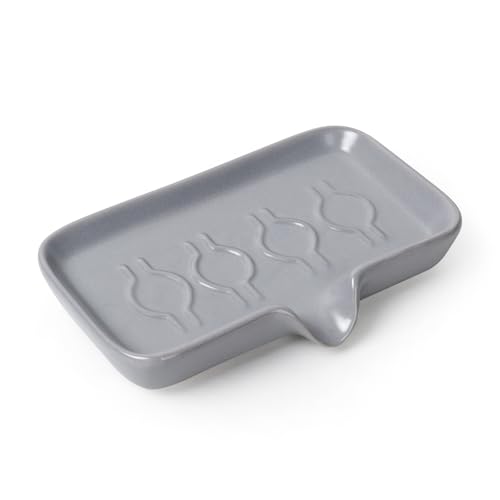 Soap Dish, Ceramic Bar Soap Holder with Self Draining Design, Gray Soap Dish with Drainage for Bathroom Sink, Shower, or Kitchen Countertop β ANTIS'S HOME Rectangle - Gray