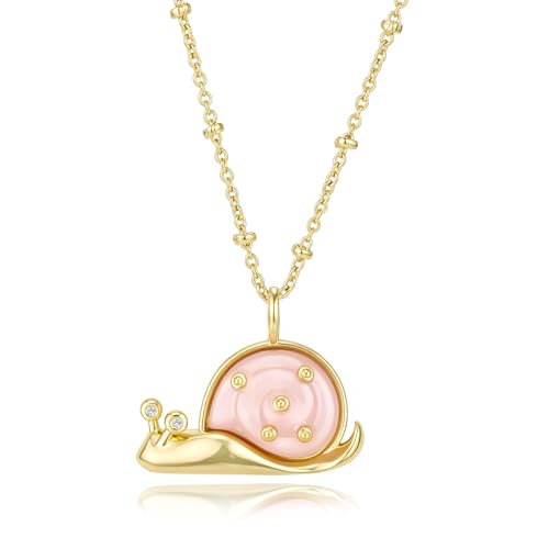 TutuTiara. Pink Shell Snail Pendant Necklace for Women, 14K Gold Plated - image 1