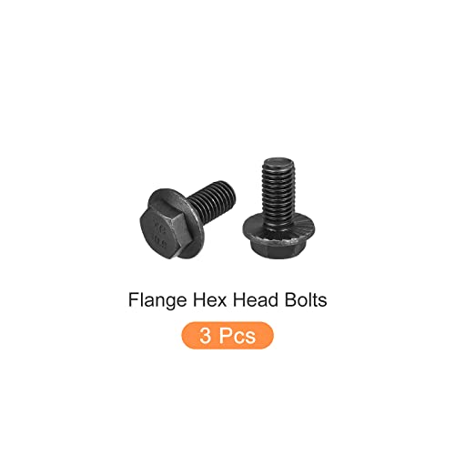 Image of METALLIXITY Flanged Hex Head Bolts (M12x25mm) 3pcs, Hexagon Serrated Flange Bolt Fully Thread Screw - for House Construction Hardware Fasteners