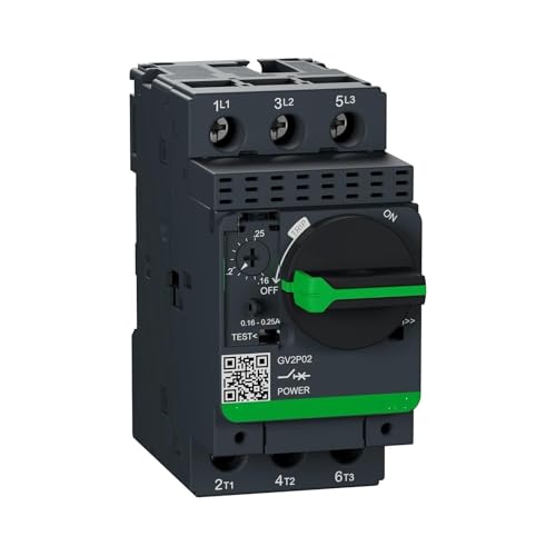 Image of AHXJSM TeSys GV2-P02 Motor Circuit Breaker, 3 Pole, 0.16-0.25 A, Thermal Magnetic, Screw Clamp Terminals .0809