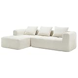 Photo Gallery moderno divano modulare in ciniglia con chaise longue e braccioli, pratiche tasche laterali per telecomando e cellulare, federe rimovibili, imbottitura in spugna delicata sulla pelle (beige, divano a Photo Gallery moderno divano modulare in ciniglia con chaise longue e braccioli, pratiche tasche laterali per telecomando e cellulare, federe rimovibili, imbottitura in spugna delicata sulla pelle (beige, divano a