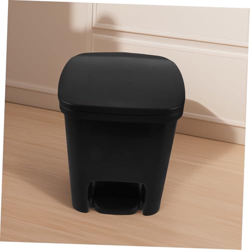 Caneca de basura rectangular con pedal y tapa negra miniatura 6