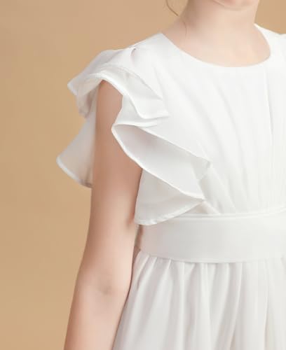 A-Line Girl Dress Children Chiffon Junior Bridesmaid Dress with Ruffle Flower Girls Dresses for Wedding PY0993