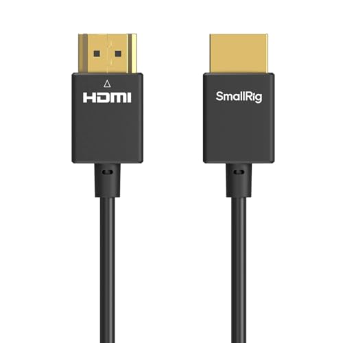 SMALLRIG Câble Ultra Fin pour HDMI 2.0 (A vers A) 100 cm, Cordon/Câble fin 4K, Prend en Charge 3D, 4K à 60 Hz, Ethernet, ARC Type-A Mâle vers Mâle pour...