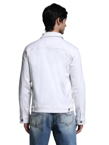 Image of JACK & JONES Men's Spread Collar Cotton Standard Length Washed Denim Jacket
