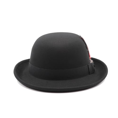 MivBuks Bowler Hut Herren Melone für Damen Zylinder Hut Filzhut Melonenhut Derby Top Hat für Fasching Cosplay Karneval Halloween (DE/NL/SE/PL, Alphanumerisch, L, Schwarz)