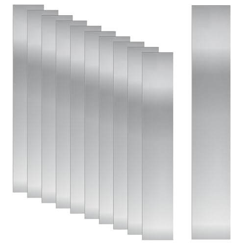 Image of Swpeet 10Pcs 304 Stainless Steel Shim Stock Kit, 1"(Width)× 6"(Length)× 0.005"(Thickness) Metal Shim Stock Strips Thin Metal Shims Sheet for Gap Filler Strip Craft Making
