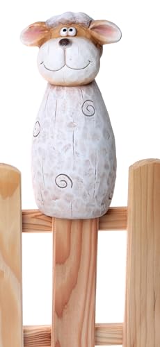 itsisa Zaunhocker Schaf H: 23 cm aus Terrakotta - Zaun Deko Garten...
