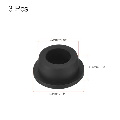Image of uxcell High Temp Silicone Plug Mount Dia 27mm /1.06 inch t Shaped Rubber Stopper Hole Plugs for Powder Coating Plating Waterproof Plugs Sealing Plugs Black Pack of 3(OD 34mm)