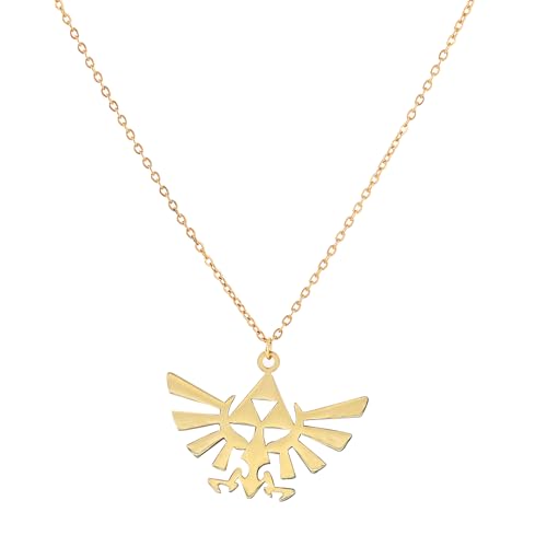 HANMOZTION The Legend of Zeldas Pendant Necklace for Men Women Stainless Steel Triforce Triangle Amulet Choker Necklace (gold 1)