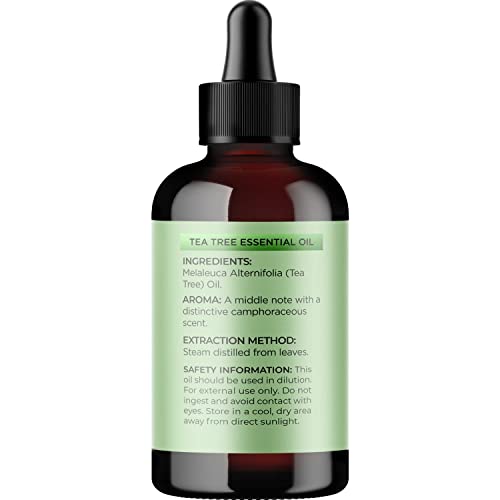 Pure Tea Tree Oil 4Oz - Australian Tea Tree Essential Oil For Hair Skin And Nails - Aromatherapy Tea Tree Oil For Skin Dry Scalp Cleanser Nail Cleaner Plus Purifying Humidifier And Diffuser Oil #TOP6