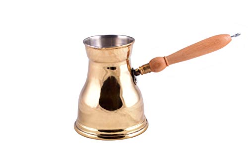 Turkish Arabic Coffee Pot - Stove-top Coffee Maker with Wooden Handle, 15.2Oz