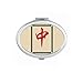 Red Mahjong Tiles Pattern Oval Mirror Portable Fold Hand Makeup Double Side Glasses