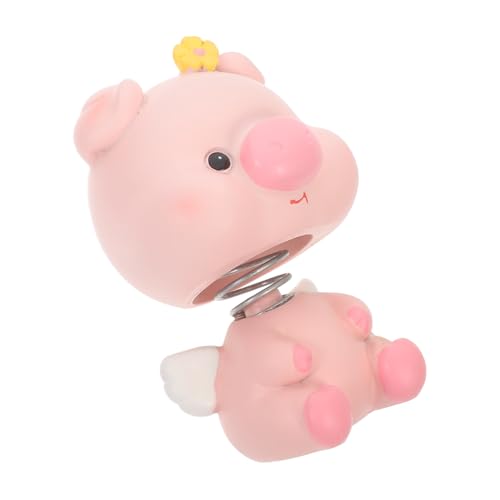 Milisten Figurine Cochon à Tête Oscillante Décorative Adulte Petite Taille Résine Métal Décoration Voiture Bureau Présent Thème Cochon Fête