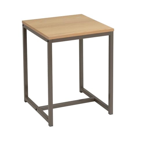 LOLAhome | Mesa de Centro | Mesa Nido Pequeña para Salón o Comedor Oficina| Mesita Auxiliar Cuadrada Sofá| Madera y Metal Moka