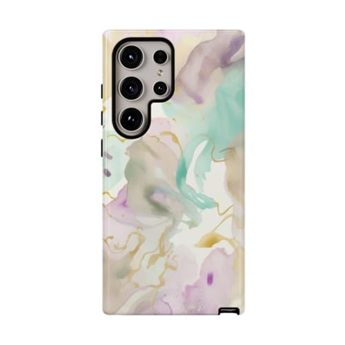 Coque rigide brillante Samsung S24 Ultra design fluide abstrait aquarelle
