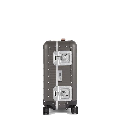 MILANO Bank 22"- Made in Italy Aluminum & Leather Carry-On Luggage - Framed Hardside Cabin Plus Suitcase with 4 Spinner Wheels - Large Carry-on Travel - Steel Grey4