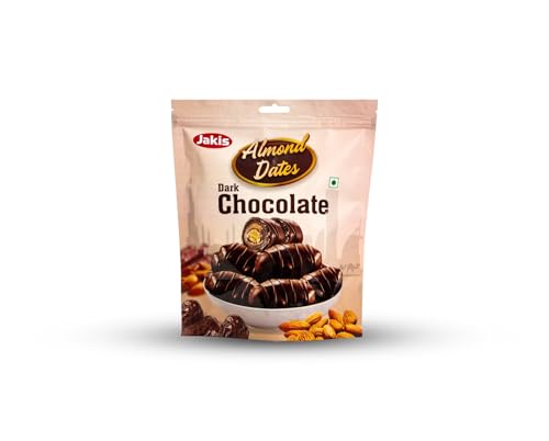 Jakis Premium Almond Date Chocolate Bars - 300g | Dark Chocolate Covered, Gourmet Natural Energy Snack