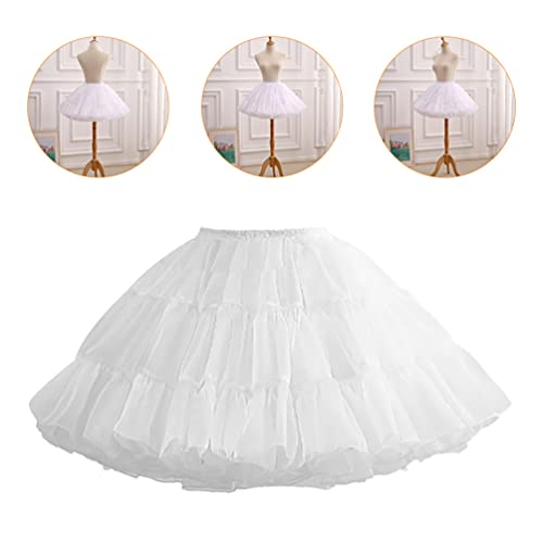 VALICLUD Saia moderna Lolita vestido sob a saia saia em camadas com bolhas (branca)