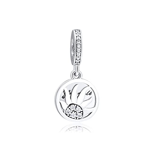 CKK Flower Heart Charm Pendant Teacher Gifts 925 Sterling Silver Pandora Charms for Bracelets Christmas Women Mom Girls Girlfriend daughter Jewelry Bead