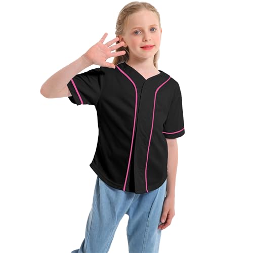 Image of Yuji Itadori Kids Baseball Jersey Button Boys Short Sleeve T-Shirts Hip Hop Fashion Casual Sports Solid Color Shirt