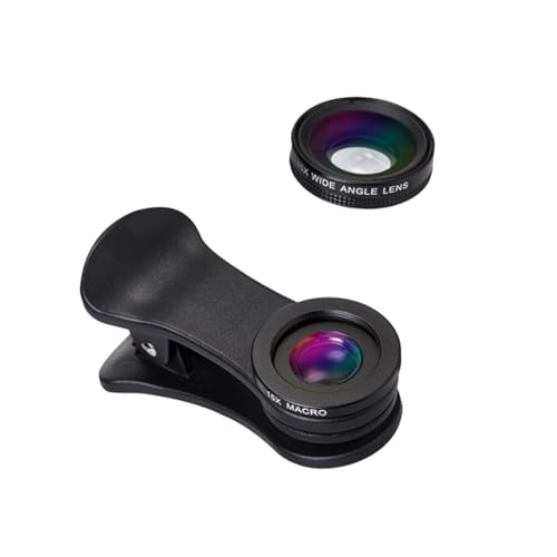 BRIGHTFUFU 2-in-1 Wide Angle Macro Phone Camera Lens Kit 0.65x 15x Clip-on for Professional Pho