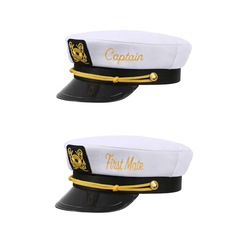 Erying Captain & First Mate Hat Set for Women Men Nautical Navy Sailor Skipper Matching Hat Boating Party Gift