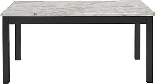 New Classic Furniture Celeste Dining Table For 6 With Heat Resistant Faux Marble, 64-Inch, Black Base With White & Gray Top #TOP3
