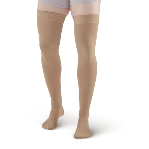 Ames Walker AW Style 205 Medical Support 20-30 mmHg Firm Compression Closed Toe Thigh High Stockings w/Band Beige Small3