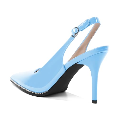 Image of SAMMITOP Women Slingback Heels Stilettos Closed Pointed Toe High Heel Silver Beaded Pumps Comfortable 3.5 Inch High Heels for Women Dressy Shoes