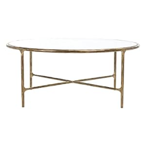 SAFAVIEH Couture Home Collection Jessa Brass Metal/Tempered Glass Top Round Coffee Table (Fully Assembled)