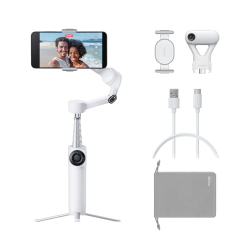 Insta360 Flow 2 Plus Pack traqueur IA Blanc - Stabilisateur Smartphone pour iPhone Android, Suivi IA et de Groupes, Gimbal avec trépied et Perche à Selfie intégrés,...