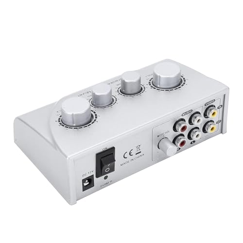 kh Karaoke Sound Mixer Dual Mic Inputs With Cable Karaoke Echo Sound Mixer Professional Audio System Portable for TV PC Smartphone Amplifier