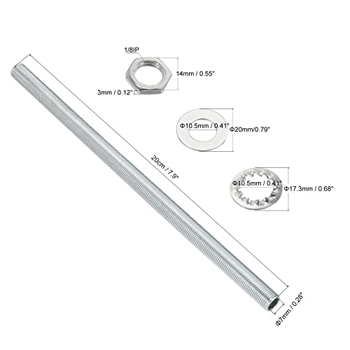 Image of MECCANIXITY 7.9 inch Lamp Pipe Kit with Lock Nuts Washers 1 /8IP Thread Fasteners Assortment for Chandelier Ceiling Light Repair Assembly DIY Hardware, Pack of 35
