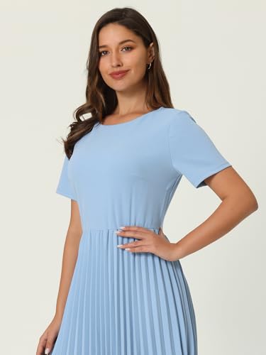 Women's Pleated Dresses Work Fit and Flare Midi Dress4