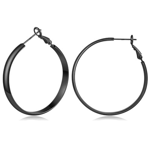Image of Gacimy Gold Hoop Earrings for Women with 925 Sterling Silver Post | Hypoallergenic Lightweight Thick Hoops Earrings for Women Trendy Jewelry Gift