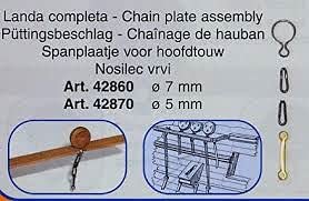 Mantua Model 42860 Complete Chain Plate for 7 mm Deadeyes - Pkg. of 10 pcs.