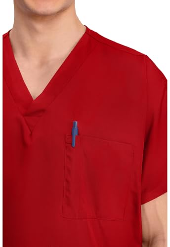 Image of Cherokee Scrubs for Women and Men Unisex V-Neck Tunic Nursing Scrub Top with Chest Pocket, Tuckable Durable Fabric - 4777 | 1 Chest Pocket For Essentials, Traditional Fit, Durable Construction, Comfortable Knit Details, Easy Care, Tuckable Style