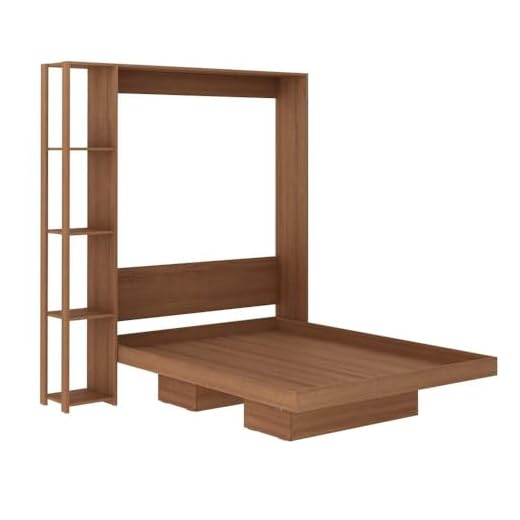 Cama De Casal Articulável Multifuncional Vertical com Nichos Cor: Amêndoa