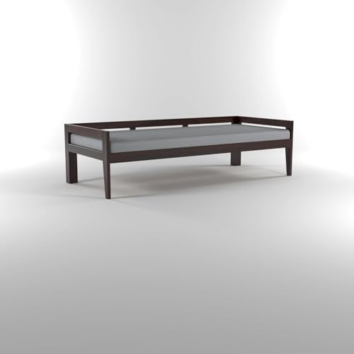 Image of Solid Sheesham Wood Sofa 3 Seater Sofa Diwan Bed for Home Living Room Wooden Couch Diwan Sofa Sheet Without Small Pillow for Living Room and Office (Walnut)