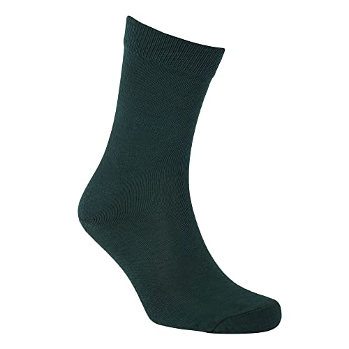 Image of Boys & Girls Bottle Green Calf Length Cotton School Socks (Pack of 5 Pairs)
