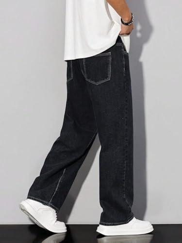 Image of dockstreet Men Baggy Denim Jeans in Pure 100% Cotton Denim || Stretchable (Jet Black) and Stretchable (Colored) Jeans || Unisex Designs||Jeans||