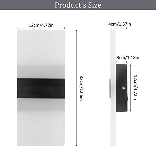 Image of Lightess Modern Sconces Set of 2, LED Wall Lights Indoor, Warm White | Acrylic, 12W, for Hallway Living Room Corridor Bedroom