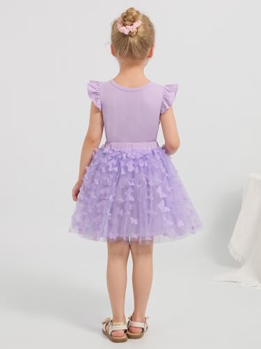 Image of Girls Tulle Skirt Set Kid Toddler Girl 2 Piece Outfits Ruffle Sleeve T-Shirt Bowknot Tutu Dress Birthday Party Outfit