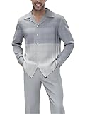 ZIBRAL Men's Fashion 2 Piece Dress Shirts Suits Long Sleeve Big Men Leisure Sets Formal Pants Sets ZM175-03-3XL