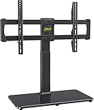 AM alphamount Swivel Universal TV Stand for 32-70 Inch LED/LCD/OLED TVs Tabletop TV Base Max VESA 600X400mm Height Adjustable TV Mount with Tempered Glass Base Holds up to 99lbs- APTVS08