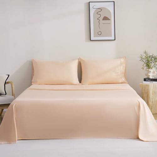 4 Piece King Size Sheet Set, Breathable & Cooling King Sheets-Peach Pink - image 9