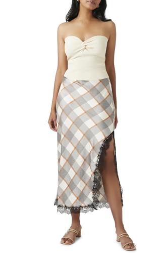 Forever 21 Women's Plaid Lace-Trim Maxi Skirt