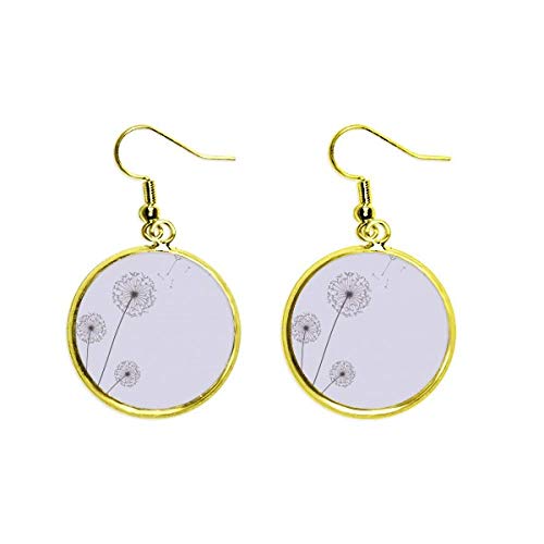 Boucle d'oreille pissenlit or au fini brillant - Bijoux femme pendants aux détails ciselés