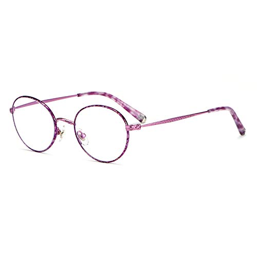 Retro Runde Presbyopie Brille, Vollbild Leichte Lesebrille Vergrößerungs Book Reader Für Männer Und Frauen, Clear Vision,Lila,+1.00